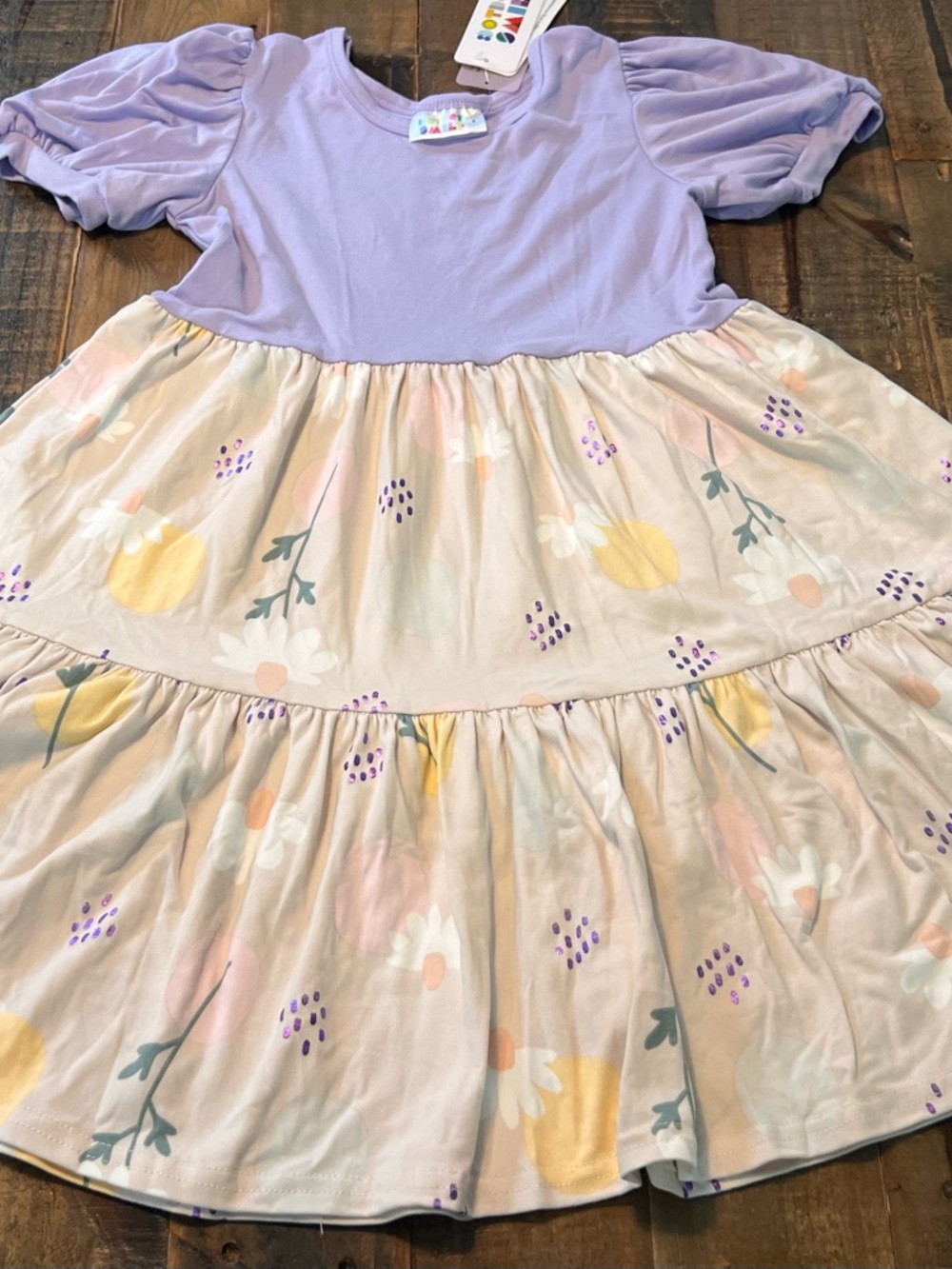 Dot Dot Smile size 7 girls floral two tone Tier dress new
